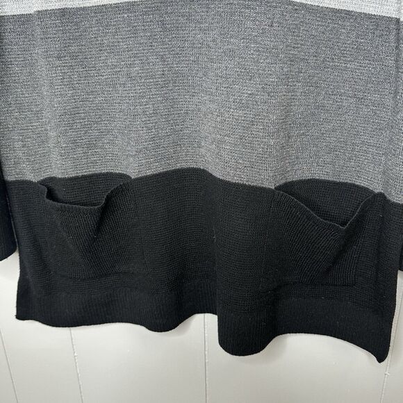 Vince Camuto Waffle Stitched Colorblocked Sweater Womens Large White Grey Black - Picture 3 of 13